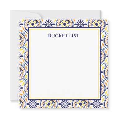 Spanish Navy Yellow Tile Mediterranean Bucket List Invitations