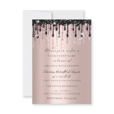 Spark Glitter Black Drips Rose