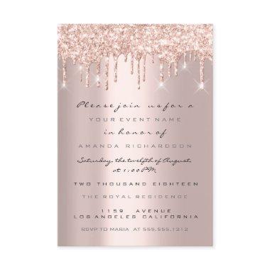 Spark Glitter Drips Rose  Sweet 16th