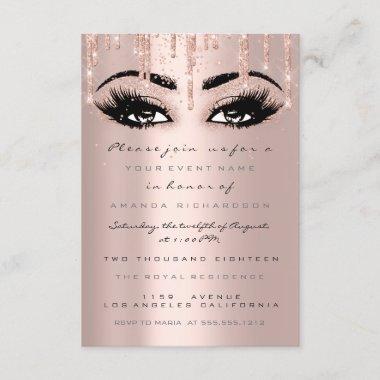 Spark Glitter Drips Rose Eyelash Formal Confetti Invitations