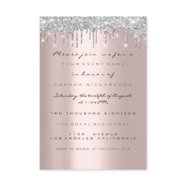Spark Glitter Drips Silver Grey Bridal Wedding VIP