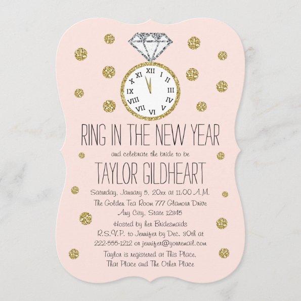 Sparkle Diamond Ring New Year's Eve Bridal Shower Invitations