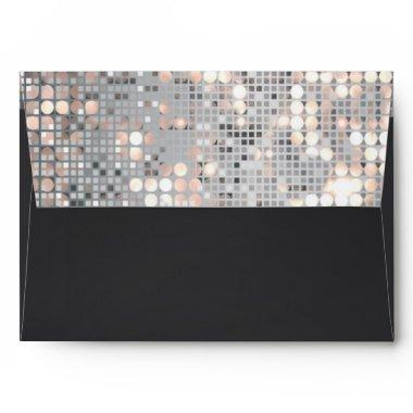 Sparkle Glitter Sequins Black Invitations Envelopes