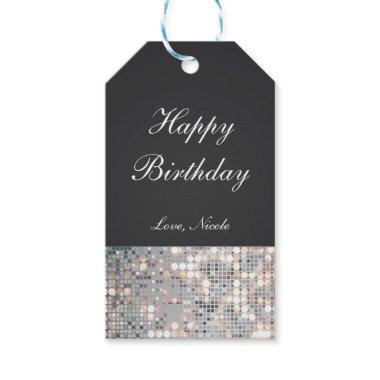 Sparkle Glitter Sequins Glam Black Party Gift Tag