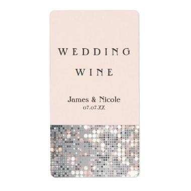Sparkle Glitter Sequins Glam Wedding Wine Labels