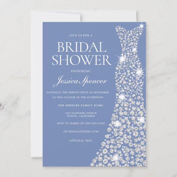 Sparkle Glitter Wedding Dress Bridal Shower Invite
