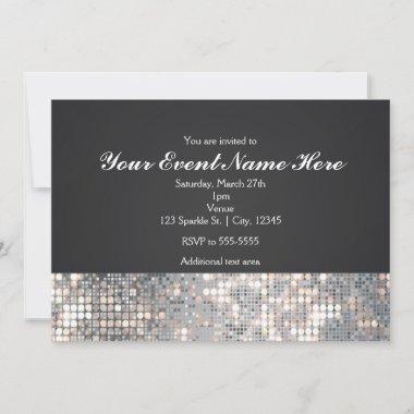 Sparkle Sequins Black Glam Wedding Invitation Invitations