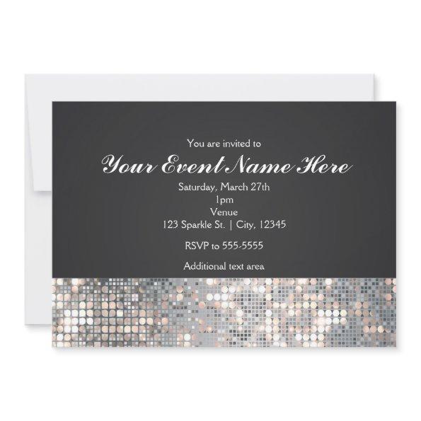 Sparkle Sequins Black Glam Wedding Invitation