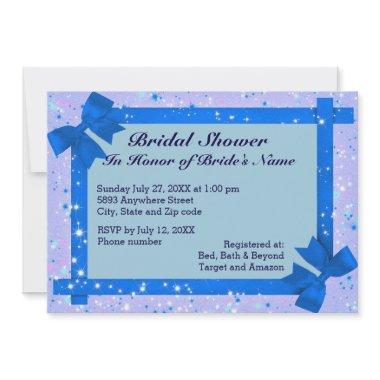 Sparkles & Blue Ribbon Frame  Invite