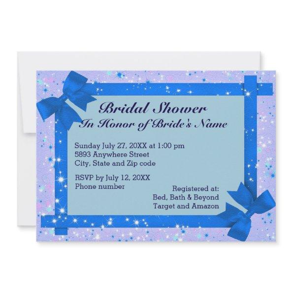 Sparkles & Blue Ribbon Frame  Invite