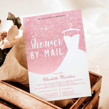 Sparkles pink glitter dress Bridal shower by mail Invitations