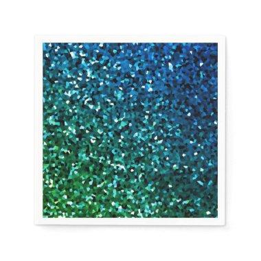 Sparkling Blue Green Glittery Colorful Holiday Napkins