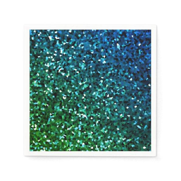 Sparkling Blue Green Glittery Colorful Holiday Napkins