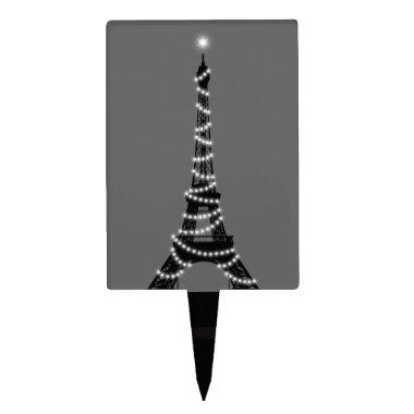 Sparkling Eiffel Tower Cake Pick in gray
