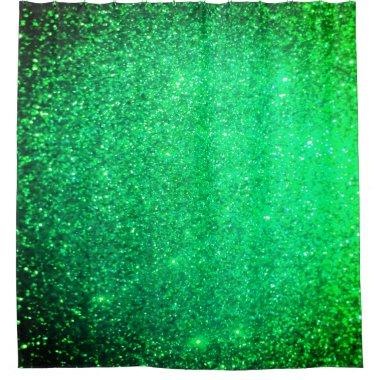 Sparkling Green Glitter Ombre Colorful Bright Cool Shower Curtain
