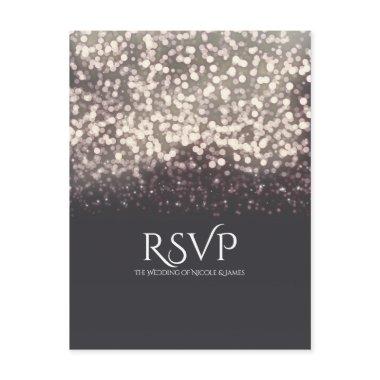 Sparkling Lights Romantic Grey Modern Wedding RSVP Invitation Post