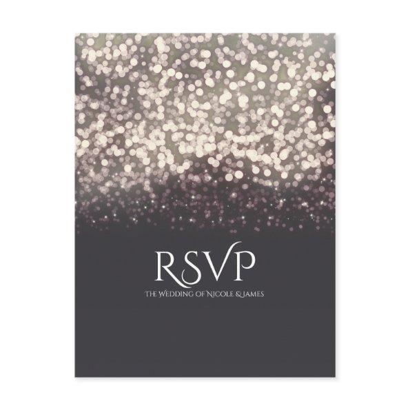 Sparkling Lights Romantic Grey Modern Wedding RSVP Invitation Post