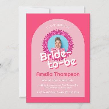 Sparkling Pink Glitter Bridal Shower Bachelorette Invitations