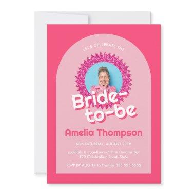 Sparkling Pink Glitter Bridal Shower Bachelorette Invitations