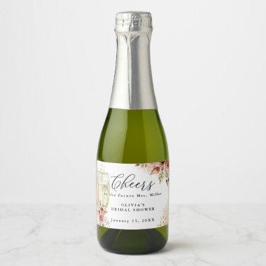 Sparkling Wine Glass Rust and Gold Bridal Shower Sparkling Wine Label