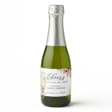 Sparkling Wine Glass Rust and Gold  Sparkling Wine Label