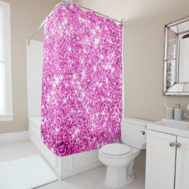 Sparkly Glitter Pink Glitter Spark Abstract Modern Shower Curtain