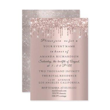 Sparkly Glitter Rose Gold Elegant Bridal Birthday