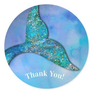 Sparkly Ocean Mermaid Fin Tail Birthday Party Classic Round Sticker