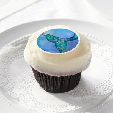 Sparkly Ocean Mermaid Fin Tail Birthday Party Edible Frosting Rounds
