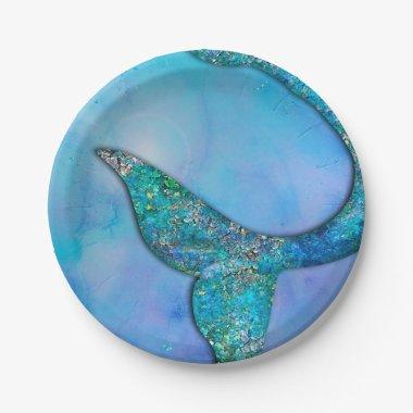 Sparkly Ocean Mermaid Fin Tail Birthday Party Paper Plates