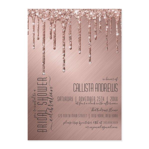 Sparkly Rose Gold Glitter Drips