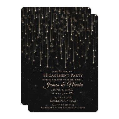Sparkly Shooting Stars Black Chic Engagement Party