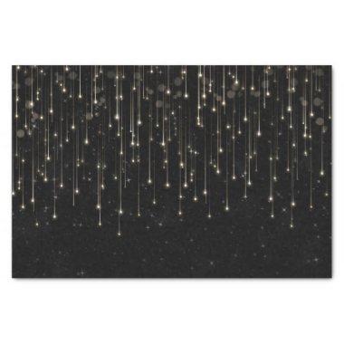 Sparkly Shooting Stars Black Chic Modern Party Tissue Paper