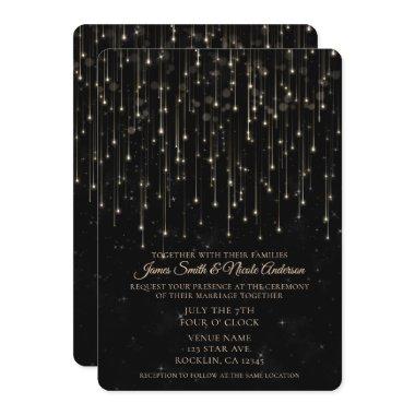 Sparkly Shooting Stars Black Chic Modern Wedding