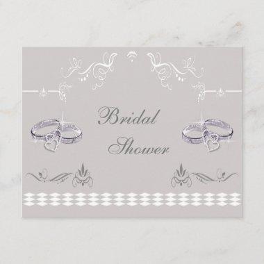Sparkly Wedding Bands & Hearts Bridal Shower Invitations