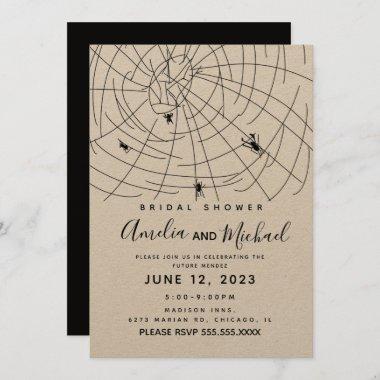 Spider Web Doodle Illustration Bridal Shower Invitations