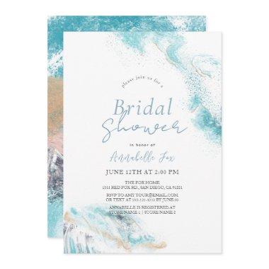 Splashing Blue Waves Coastal Bridal Shower Invitations