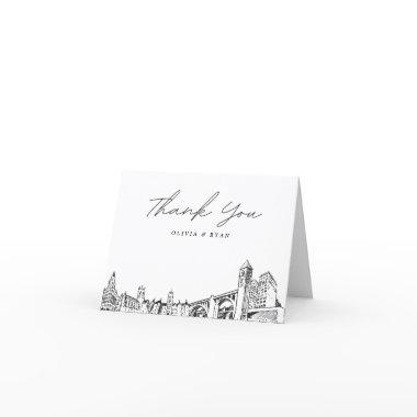 Spokane Skyline Sketch Blank Thank You