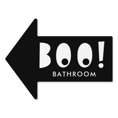 Spooky Eyes Halloween Black & White Arrow Bathroom Sign