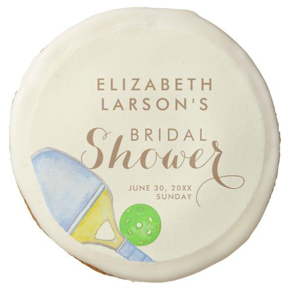 Sports Lover Watercolor Pickleball Themed Bridal Sugar Cookie