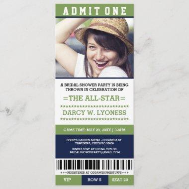Sports Ticket Bridal Shower Party Invites