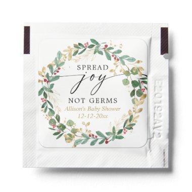 Spread joy not germs Christmas wreath Hand Sanitizer Packet