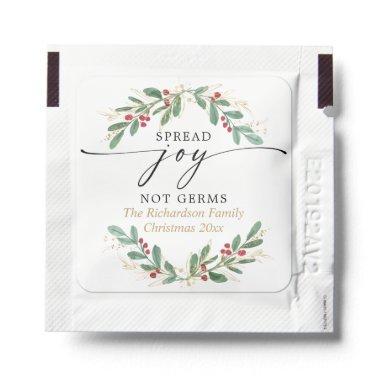 Spread joy not germs greenery gold red holly hand sanitizer packet
