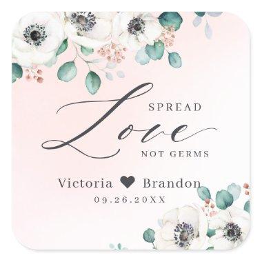 Spread Love anemone floral blush wedding favor Square Sticker