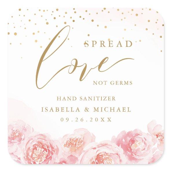 Spread Love Hand Sanitizer Floral Wedding Favor Square Sticker