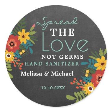 Spread Love Hand Sanitizer Wedding Chalkboard Classic Round Sticker