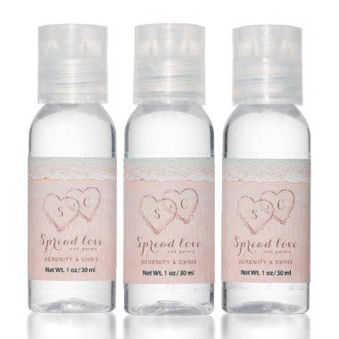 Spread Love Hearts in the sand beach wedding favor Hand Sanitizer