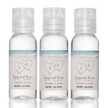 Spread Love Hearts in the sand beach wedding favor Hand Sanitizer