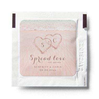 Spread Love Hearts in the sand beach wedding favor Hand Sanitizer Packet