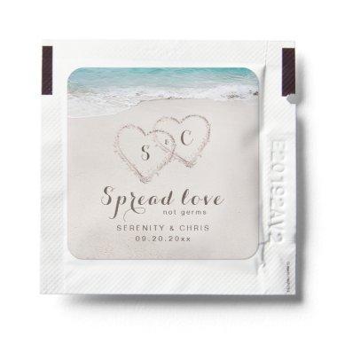 Spread Love Hearts in the sand beach wedding favor Hand Sanitizer Packet